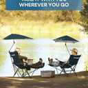 Sport-Brella Reclining Beach Chair (Midnight Blue) - 3-Position Adjustability, Detachable Footrest - 3-Way Swiveling UPF 50+ Umbrella - Insulated Drink Pocket, Cup Holder, Zippered Storage & Carry Bag