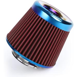 Universal Cold Air Intake Filter Clamp-On Replacement Air Filter Flange Diameter 3 inches/76mm High Performance Washable Filter Red