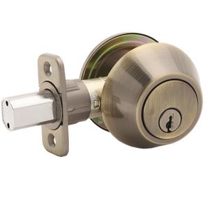 Atlas Single Cylinder Door Deadbolt in Antique Brass