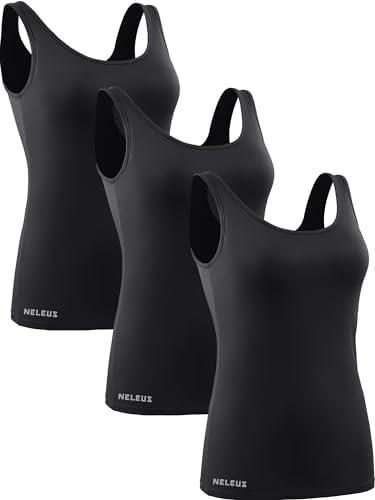 NELEUS Women's 3 Pack Compression Tank Top Support Yoga Bra with Cups Athletic Running Shirts, Size: Large