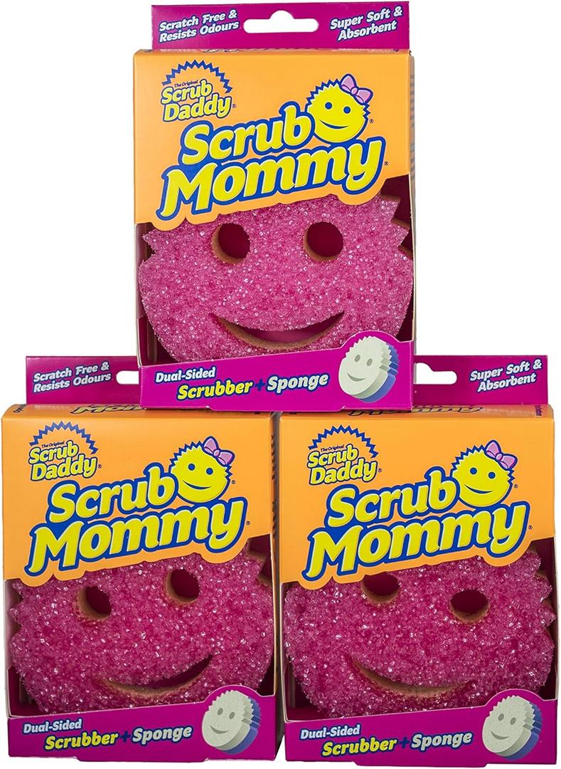 Scrub Daddy Scrub Mommy Dual Sided Cleaning Sponge 3 Pack - Firm Scrubber and Gentle Sponge - Pink