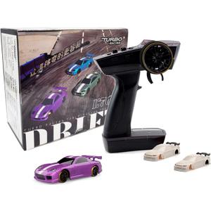 Turbo Racing C61 1:76 Scale Drift RC Car with Gyro Mini Full Proportional RTR 2.4GHZ Remote Control with 2 Replaceable Body Shell(Purple)