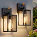 2 Pack Dusk to Dawn Exterior Lighting Fixtures Wall Mount, Sensor Outside Front Porch Lights for House, Outdoor Lantern Lamp, Waterproof Wall Sconce Lights, Black Coach Light for Garage Entryway