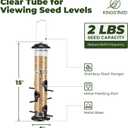 Kingsyard Metal Bird Feeders for Outdoors Hanging, Tube Bird Feeder with 6 Feeding Ports, 15 Inch, Chew-Proof & Weatherproof, Black
