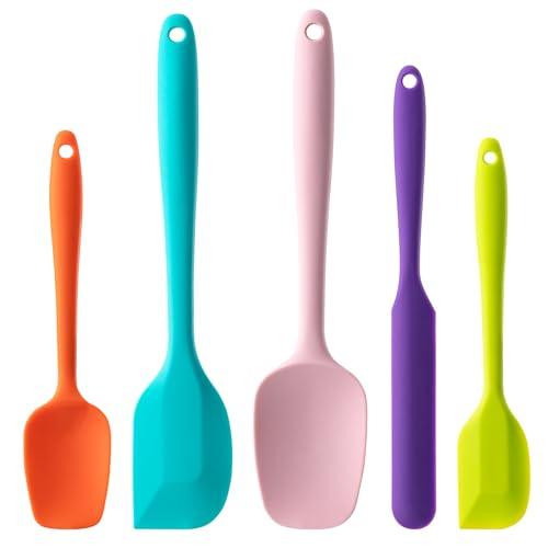 Silicone Spatula Set, 4 Piece Food Grade Rubber Spatulas for Baking, Cooking, and Mixing High Heat Resistant Non Stick Dishwasher Safe BPA-Free (Multicolor)