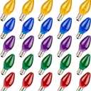 haraqi 25 Pack 5W 120 Volt E12 Socket C7 Multicolor Christmas Replacement Bulbs, C7 Outdoor Indoor String Light Replacement Bulbs
