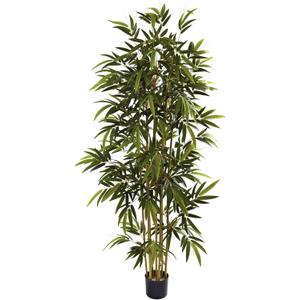 Nearly Natural 6ft Artificial Bamboo Tree for Indoor Home Dcor, Fake Bamboo Floor Plant with Natural Trunks and Over 1,000 Realistic Leaves in Black Nursery Planter