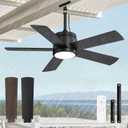 42 In Waterproof Outdoor Ceiling Fan with Light and Remote IP65 Plug in Wet Rated Outdoor Ceiling Fans for Patios Waterproof Gazebo Hanging Fan 3CCT 6 Speed, for Outside Porch Pergola Garage (Black)