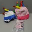 Okllen Birthday Hats Set of 2 for Adults, Plush Cake Hats with Sunglasses, Funny Party Novelty Hats for Birthday Party Favors, Blue & Pink