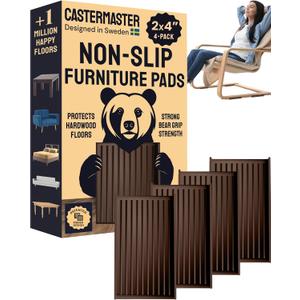 CasterMaster Anti Slip Furniture Pads Rectangular Rubber Caster Cups - 2 x 4 in Brown Pack of 4 - Non Slip Floor Protectors for Chairs & Hardwood Floors - Quiet Rubber Feet CasterMaster Anti Slip Furniture Pads Rectangular Rubber Caster Cups - 2 x 4 in Brown Pack of 4 - Non Slip Floor Protectors for Chairs & Hardwood Floors - Quiet Rubber Feet