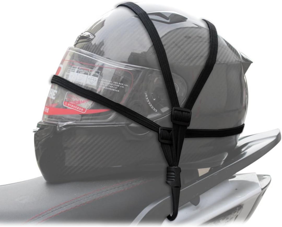 Motorcycles Mesh Helmet Rope, Rope Motorcycle Strength Retractable Helmet Luggage Elastic Rope Strap with 2 Hooks(63cm/24.8")