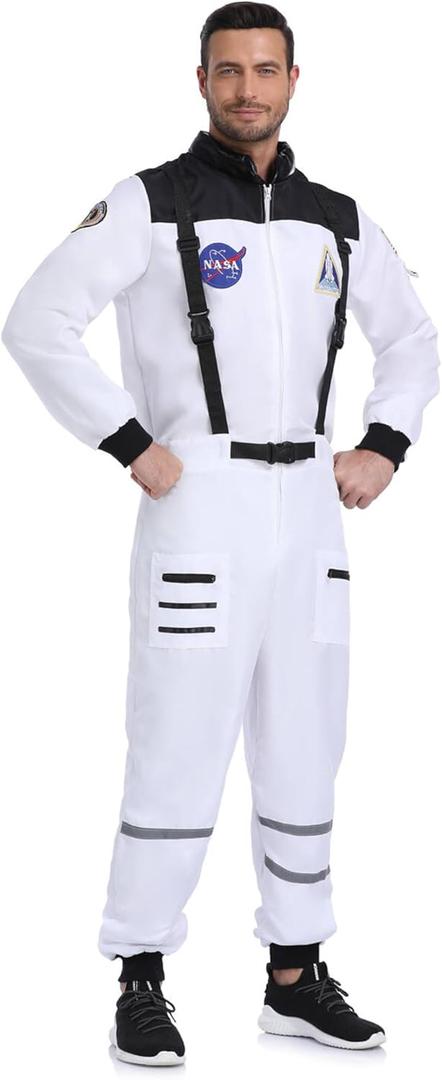 Men's Astronaut Costume for Adult Space Suit Halloween Costume (X-Large, White)