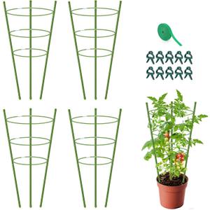 4 Pack Garden Tomato Cage for Pots, 24" Metal Tomatoes Cages Plant Support with Stable Support Rings (24")