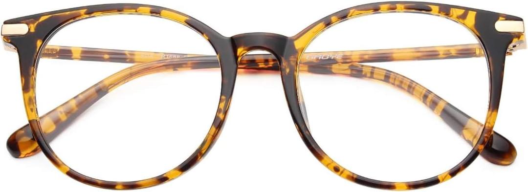 Gaoye Blue Light Blocking Glasses, Retro Round Eyewear Frame Anti Eyestrain Computer Glasses for Women Men (Tea Leopard/Transparent Lens) (Tea Leopard/Transparent Lens)