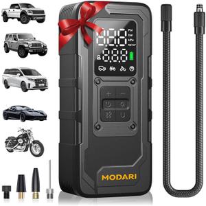 Tire Inflator Portable Air Compressor - 4X Faster 160 PSI Portable Air Pump for Cars - Cordless Tire Inflators with Gauge - Portable Tire Inflator for Car, Pickup, Bike and More (Black)