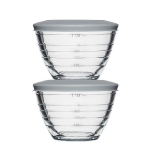 2PC Anchor Hocking 4In12 Glass Prep 2-Cup Bowl W / Lid Set - Clear