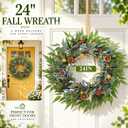 24 Inches Large Fall Wreath for Front Door, Artificial Eucalyptus Wreath