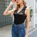 YOINS Women Camis Shirts Tanks Top Basic Sexy V Neck Sleeveless Sliming Lace Details Vest (Black, L)
