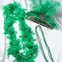 5 Pcs Feather Headpiece Accessories Set, Green Carnival Costume Set with Beads Necklaces and Feather Boa, 1920s Flapper Accessories for Women Costume Masquerade Party