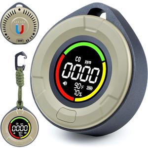 3-in-1 Portable Carbon Monoxide Detector, Professional Rechargeable Real-Time Travel CO Monitor 140HR Standby, Premium Reliable CO Detector with Loud Alarm for Air Safety (Grey/Courage)