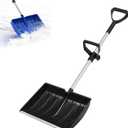 Snow Shovel for Driveway with Ergonomic D-Grip Handle, Large Capacity Wide Blade Snow Shovels with Aluminum Strip Scoop, Portable Plastic Snow Shovel for Garden, Car Garage, Home Sidewalk (Black)