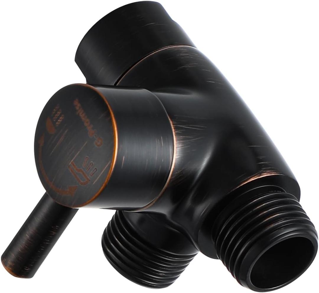 G-Promise Solid Metal Shower Arm Diverter for Hand Held Showerhead and Fixed Spray Head, G 1/2 3-Way Bathroom Universal Diverter System Replacement Part (Oil Rubbed Bronze)
