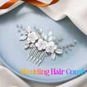 Catery Flower Bridal Hair Comb Wedding Hair Clip Rhinestone Hair Accessories for Brides and Women (Silver)