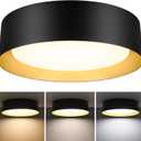BrightHome Flush Mount LED Ceiling Light, 13in 2400LM 25W, 3 Color (3000K, 4000K, 5000K) Dimmable Black Gold Modern Lamp for Bedroom, Bathroom, Hallway, Kitchen