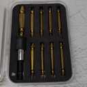 Damaged Screw Extractor Set, Gifts for Men, CLEVEROOL 10 PCS HSS 6542 Screw Extractor Remover Kit for Easy Removal of Stripped, Rusty, Broken Hardware (Gold)