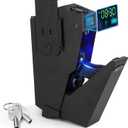 Gun Safe for Handgun, Drop Down Biometric Pistol Safe, 3 Ways Quick Access with Fingerprint/PIN Code/KEY, Single GunSafe for Nightstand Bedside Home,Wall, Dresser