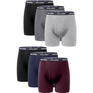 IWOLLENCE Men's Boxer Briefs Breathable Soft Moisture-Wicking Cotton Underwear with Comfort Flex Waistband, Multipack (Medium, Multicolor 6pack B2)