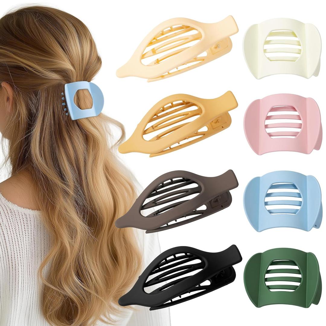 8 Pack Flat Hair Clips for Women, Matte Flat Claw Clips for Thick & Thin Hair No-Slip Strong Hold Hair Barrettes, French Duckbill Styling Accessories for Women