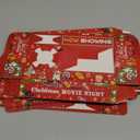 48 Pcs Christmas Party Supplies Movie Night Paper Snack Trays Xmas Party Decorations Christmas Birthday Favors Snowman Family Movie Popcorn&Drink&Candy Box