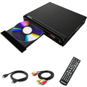 WISCENT Compact DVD Player for TV, Multi-Region Free, with HDMI/RCA/USB/MIC,Full HD Picture Quality,Anti-Skip,No Picture Freeze Perfect for Family Movies(not Blu-ray Player)