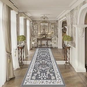 Azadx Runner Rug Washable Kitchen Runners 2'x 10' Runner Rug for Entryway Indoor Floral Soft Non-Slip Carpet Runners for Hallways, Kitchen, Laundry, Bedroom, Bathroom