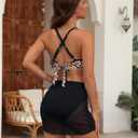 Blooming Jelly Womens High Waisted Bikini Sets Two Piece Tummy Control Swimsuits 2026 Mesh Swim Skirt Bathing Suit (L)
