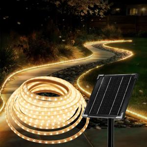 Solar Rope Lights Outdoor Waterproof 32.8 FT, White 6000K 600LED Strip Lights Solar Powered with 4 Modes for Patio, Garden, Landscape Lighting