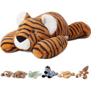 Niuniu Daddy 20" 3.3 lb Weighted Tiger Stuffed Animal for Adults Kids, Giant Large Soft Body Pillow Plush Toy for Sleeping Huggable, Gift for Everyday Comfort, 3.3 Pounds, Tiger, Lying