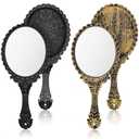 Jetec Vintage Handheld Mirrors, 2 Pieces, Black, Bronze, Oval Shaped, Portable, Compact, with Handle, Ideal for Makeup, Hair Styling, Skin Care, Hanging as Decor
