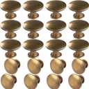 HUGOLEM 20 Pack Brass Round Antique Brass Kitchen Cabinet Knobs Cupboard Door Knobs Drawer Handle Pulls Dresser Knobs with 21 Pcs Screws for Bathroom Drawer Door Hardware