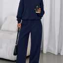PRETTYGARDEN Womens Sweatsuits 2 Piece Set 2026 Casual Winter Long Sleeve Hoodie Loose Wide Leg Sweatpants Fall Tracksuit (Blue, M)