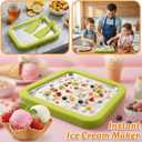 New Rolled Ice Cream Maker, Diy Homemade Rolled Myfroroll Ice Cream Tray, At Home Rolled Ice Cream Kit with 2 Scrapers, Suitable for Families and Parties (White)