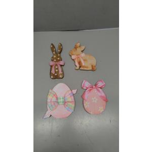 Yousoontic 4 Pcs Easter Decorations for The Home Easter Wooden Table Decorations Farmhouse Rustic Wood Bunny with Egg Easter Tiered Tray for Spring Indoor Home Party Tabletop Decoration Gifts