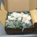 Deluxe White Artificial Wedding Arch Flowers with Drapes Kit-Pack of 5, 2pcs Flower Arrangements 3pcs Hanging Sheer Drapes White Ceremony Arbor Reception Backdrop Rose Floral Decorations