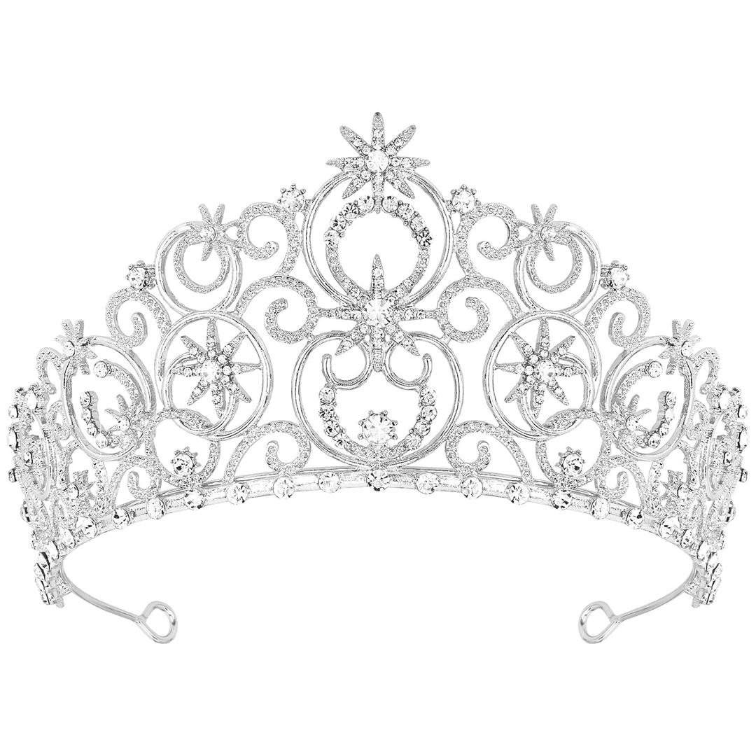 Glinda Silver Crown for Women, Princess Crystal Tiara Bubble Crown for Birthday Prom, Halloween Costume Accessories, Wedding