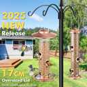 iBorn Bird Feeders for Outdoors, 2LB Metal Bird Feeders 17cm Large Roof &Tray, 4 Feeding Ports, Brushed Copper Finishing