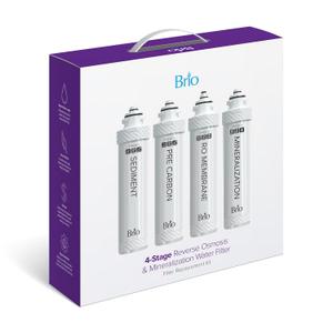 Brio 4-Stage Reverse Osmosis & Mineralization Water Filter, Replacement Filter Set for Brio RO Dispensers, Restores Essential Minerals to RO-Purified Water