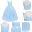Girls' Special Occasion Dresses: Junior Prom Dresses - Baby Toddler Flower Girls Satin Tulle Princess Pageant Dress for Wedding Kids Evening Ball Gowns Daddy Daughter Dance (Light Blue, 9 Years)