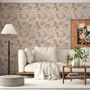 Floral Wallpaper Peel and Stick Wallpaper Boho 17.3"197" Vintage Floral Contact Paper for Cabinets Removable Self Adhesive Wall Paper for Bedroom Butterfly Flower Mural Decor Vinyl Roll