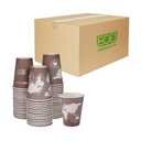 ECO PRODUCTS Compostable Disposable World Art 8oz Small Coffee Cups, Case of 1000, Renewable Hot Paper Cup, Plant Based PLA Lining, Color Coded